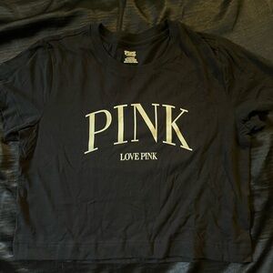 PINK Black Cropped T Shirt